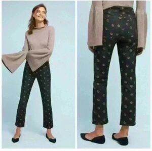 Pilcro and the Letterpress Black Jeans with Orange Embriodered Flower Detail 29